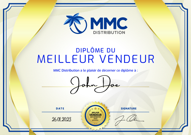 Diplôme du meilleur vendeur